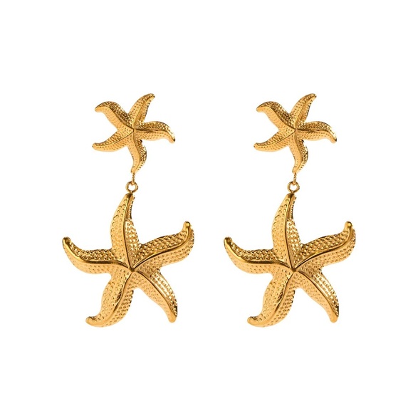 24K Gold Starfish Earrings*Ocean Inspired Earrings*Waterproof*Sweatproof - Picture 5 of 5